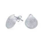 Hawaiian Nautical Cockle Seashell Stud Earrings in Sterling Silver