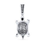 Unisex Nautical Sea Tortoise Pendant Necklace in Oxidized Sterling Silver - Image 2