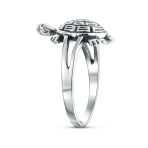 Nautical Sea Turtle Ring Band Oxidized Split Shank Ring - Image 2