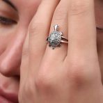 Nautical Sea Turtle Ring Band Oxidized Split Shank Ring - Image 4