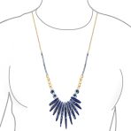 Blue Speckle Irregular Stone Bib Fan Statement Collar Necklaces Adjustable - Image 8