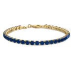 Classic 12CTW Prong Basket Set Solitaire Round Cubic Zirconia Cabochon CZ Tennis Bracelet Gold Plated 7.5 Inch - Image 4