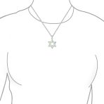 Magen Judaic Jewelry Inlay Created Blue Opal Star Of David Pendant Necklace .925 Sterling Silver - Image 5
