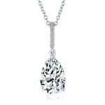 4CT Teardrop Solitaire CZ Bridal Necklace in Sterling Silver