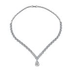 Leaf Teardrop CZ Choker Necklace Earrings Bridal Jewelry Set - Image 4