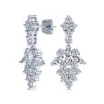 Vintage Style Marquise Leaf Cubic Zirconia CZ Collar Statement Necklace & Earrings Jewelry Set - Image 3