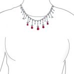Vintage Style Red CZ Teardrop Collar Necklace Silver Plated Brass - Image 2