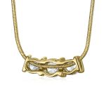 3 Stone CZ Past Present Future Solitaire Cubic Zirconia Necklace 14K Gold Plated - Image 4