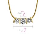 3 Stone CZ Past Present Future Solitaire Cubic Zirconia Necklace 14K Gold Plated - Image 8
