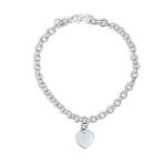 Substantial Solid Heart Shape Tag Charm Necklace .925 Sterling Silver - Image 2