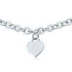 Substantial Solid Heart Shape Tag Charm Necklace .925 Sterling Silver