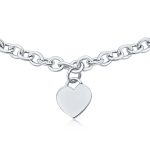 Substantial Solid Heart Shape Tag Charm Necklace .925 Sterling Silver