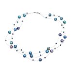 Multi Strand Pearl Illusion Necklace Pink Cream Freshwater Cultured Choker - Image 3