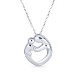 Loving Mother Family Heart Pendant Necklace Gold Plated .925 Sterling Silver