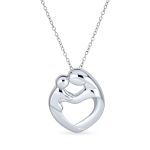 Loving Mother Family Heart Pendant Necklace Gold Plated .925 Sterling Silver