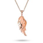 CZ Guardian Angel Wing Feather Pendant Necklace Rose Gold Plated Sterling Silver - Image 4