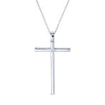 Elongated Cubic Zirconia CZ Religious Cross Pendant Necklace Sterling Silver - Image 2