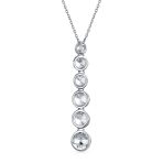 Elegant Bridal Necklace Silver CZ Linear Drop Geometric Bubble Design Pendant - Image 2
