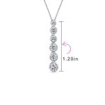 Elegant Bridal Necklace Silver CZ Linear Drop Geometric Bubble Design Pendant - Image 3