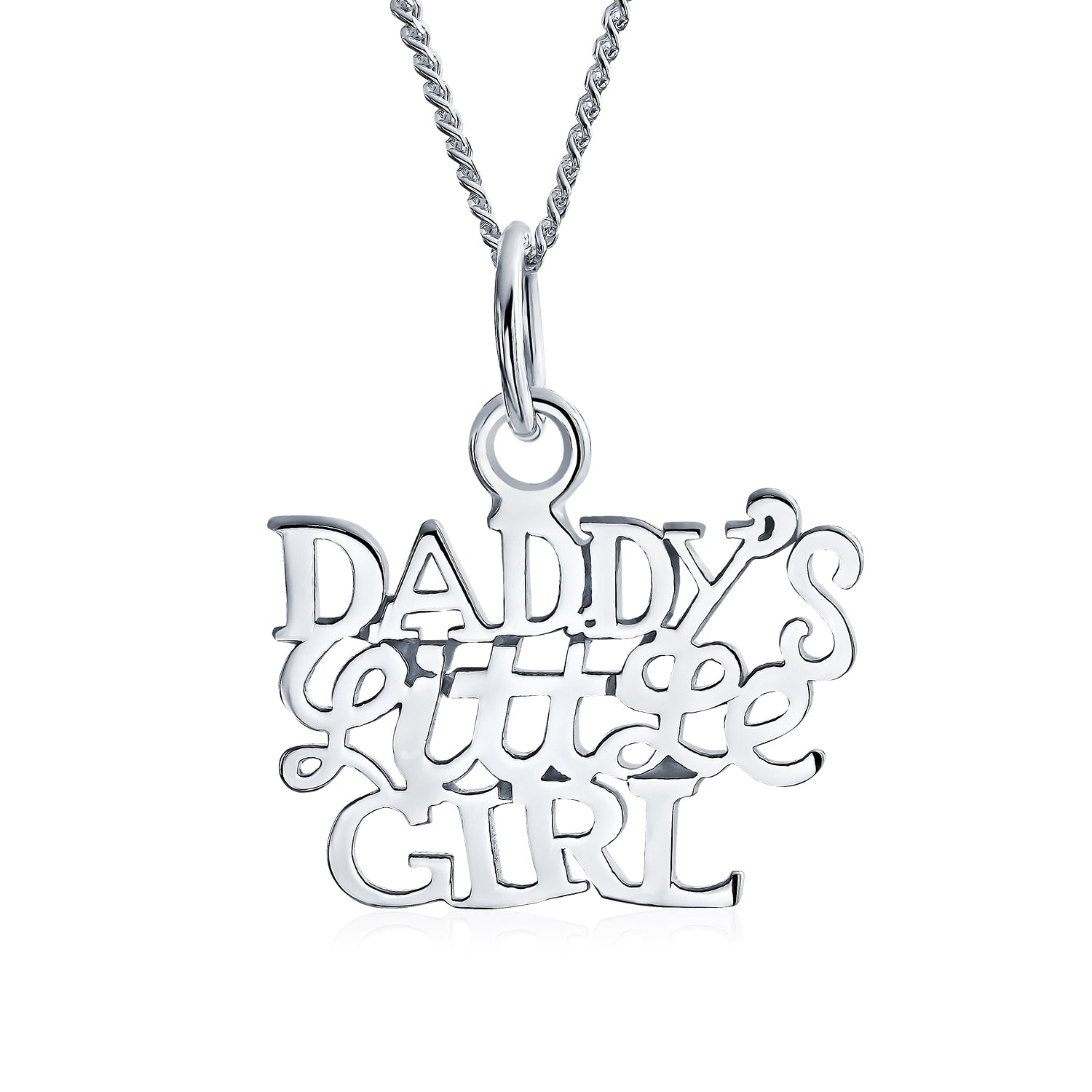 necklace-silver-daddys-pendant-plate_appl-jp-1207231-az_1 Inspirational Words 'Daddy's Little Girl' Pendant Necklace Sterling Silver - Image 1