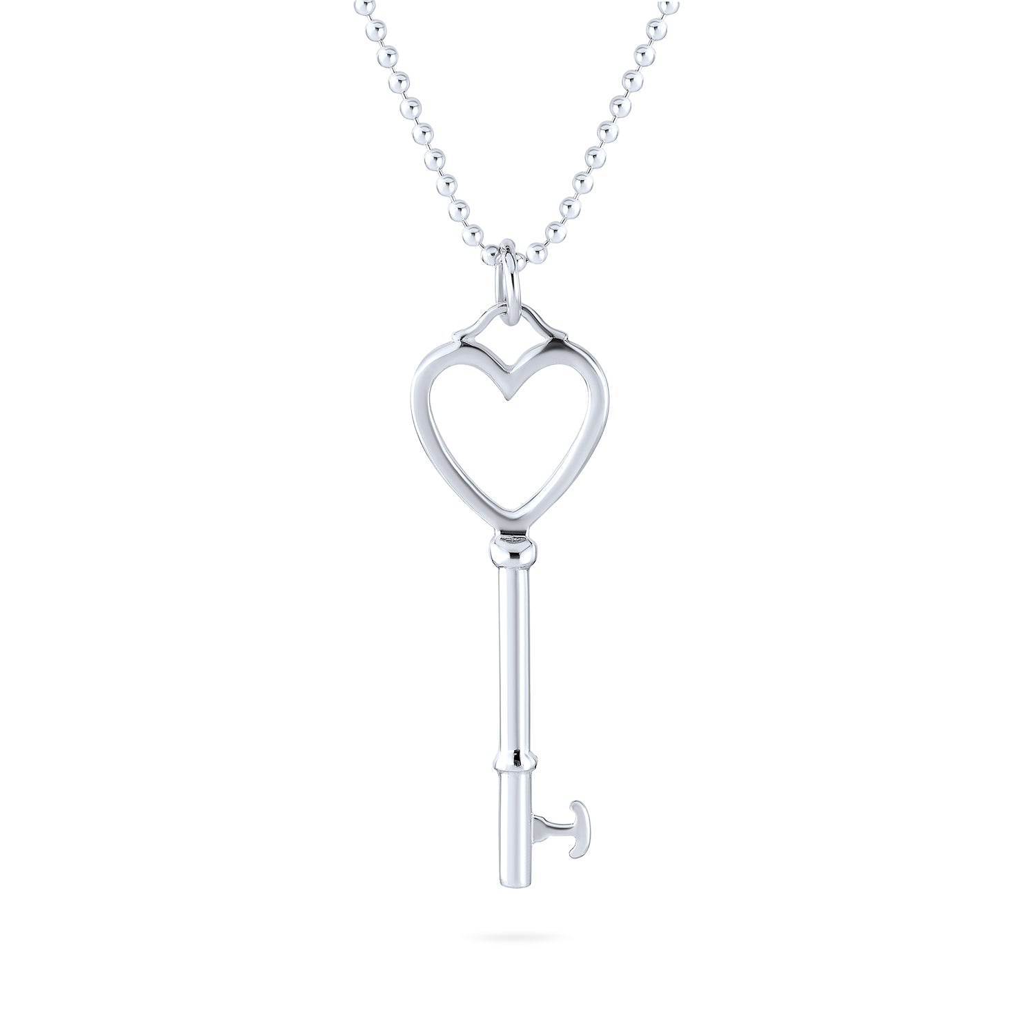 necklace-silver-heart-key-pendant_zl-l-3395 Key to Heart Pendant Necklace Romantic 14K Gold Plated .925 Sterling Silver - Image 1