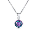 2CTW Black Mystic Rainbow CZ Solitaire Pendant Necklace