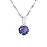 2CTW Black Mystic Rainbow CZ Solitaire Pendant Necklace