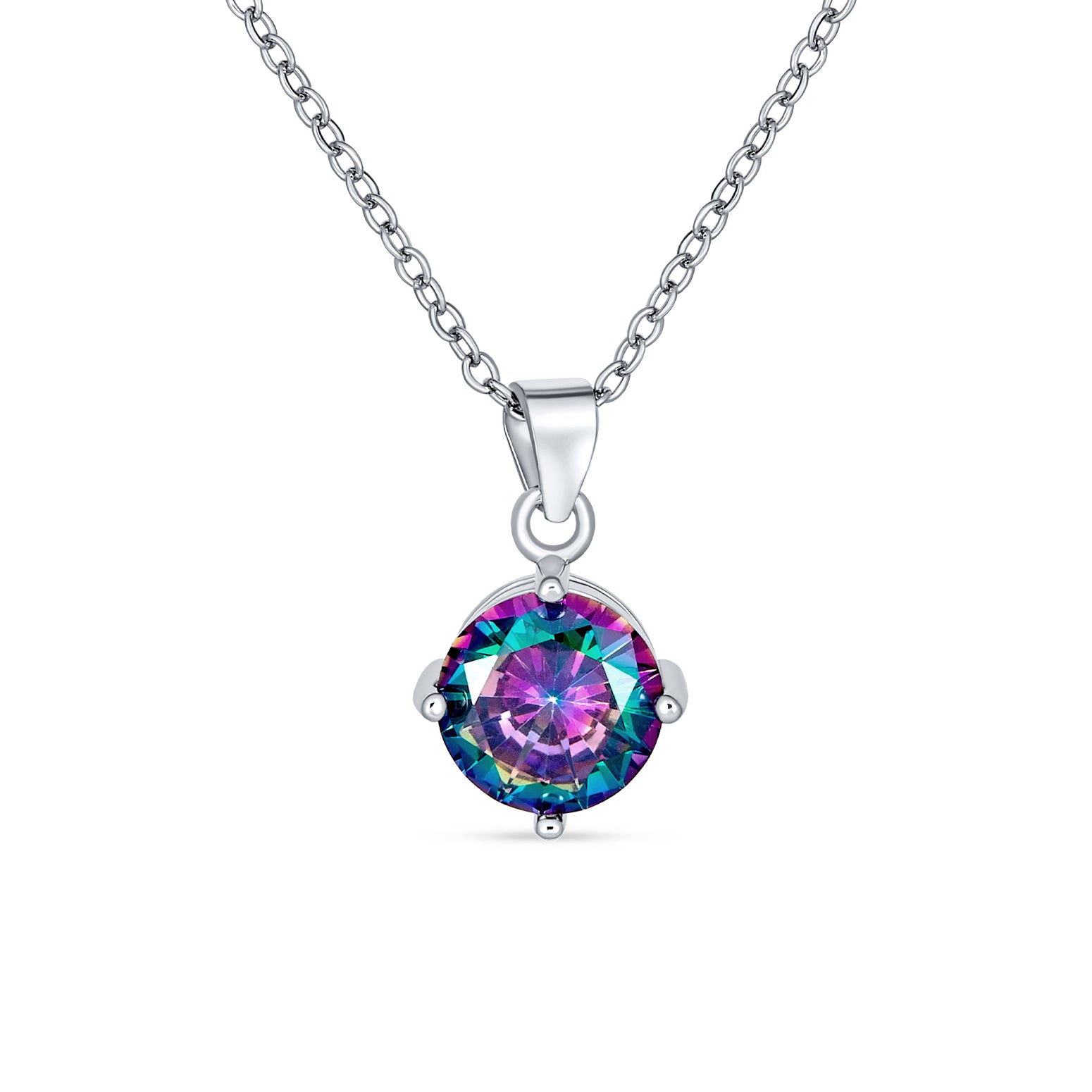 necklace-silver-mystic-topz-cz_si-pc317727-az_2 2CTW Black Mystic Rainbow CZ Solitaire Pendant Necklace - Image 1