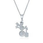 Elegant Winter White Pearl Snowman Pendant Necklace in Sterling Silver - Image 2