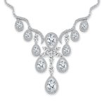 Vintage Art Deco Collar Necklace Set with Teardrop CZ and Earrings Silver Plated - Image 2