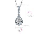 Traditional Bridal CZ Teardrop Solitaire Pendant Necklace Cubic Zirconia .925 Sterling Silver - Image 4