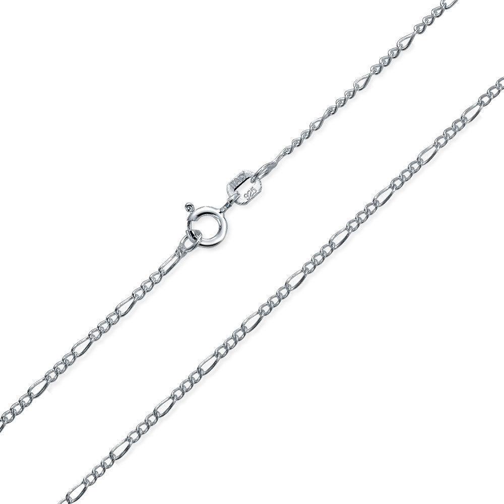 necklace-unisex-silver-figaro-chain_chy-fig040_1 Ultra Thin Lightweight 1.2MM Figaro Link Chain Necklace .925 Sterling Silver 16" - Image 1