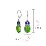 Southwestern Dangle Gemstone Earrings with Green Turquoise in Sterling Silver - Image 4