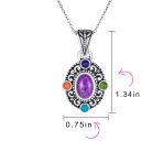 Southwest Style Oval Cabochon Multicolor Purple Turquoise Medallion Pendant Necklace Oxidized Sterling Silver - Image 4