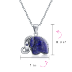 Tribal Longevity Blue Lapis Lazuli Elephant Pendant Necklace - Image 3