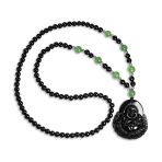 Yogi Amulet Mala Green Black Bead Buddha Pendant Necklace for Men Boho Fashion - Image 2