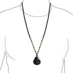 Yogi Amulet Mala Green Black Bead Buddha Pendant Necklace for Men Boho Fashion - Image 3