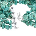 Statement Gemstone Blue Turquoise Multi Strand Bracelet with Silver Clasp - Image 2