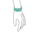 Statement Gemstone Blue Turquoise Multi Strand Bracelet with Silver Clasp - Image 3