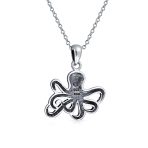 Octopus Pendant Necklace Nautical Sea Creature Squid Oxidized .925 Sterling Silver - Image 2