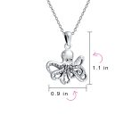 Octopus Pendant Necklace Nautical Sea Creature Squid Oxidized .925 Sterling Silver - Image 4