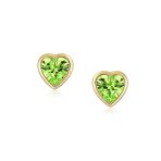 Romantic Love Tiny Mini Cubic Zirconia Aqua Blue CZ Heart Stud Earrings 14K Yellow Gold - Image 15