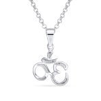 Yoga Aum Om Symbol Pendant Necklace in Sterling Silver 18 Inch Chain - Image 2