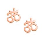 Buddhist Zen Ohm Symbol Stud Earrings in Rose Gold Sterling Silver - Image 4