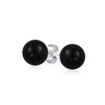 8MM Natural Gemstone Drop Ball Earrings Silver Birthstone