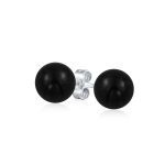 8MM Natural Gemstone Drop Ball Earrings Silver Birthstone
