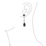 Art Deco Style Royal Green Cubic Zirconia Halo CZ Statement Teardrop Chandelier Earrings Silver Plated - Image 20