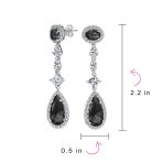 Art Deco Style Royal Green Cubic Zirconia Halo CZ Statement Teardrop Chandelier Earrings Silver Plated - Image 26