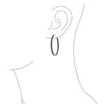 Black Cubic Zirconia Pave CZ Hoop Earrings Silver 1.5 Inch - Image 7