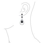 Cocktail Cubic Zirconia Double Halo Large Purple Amethyst Teardrop CZ Chandelier Earrings - Image 16